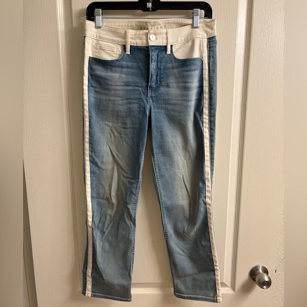 White House Black Market White Trim Straight Ankle Jeans